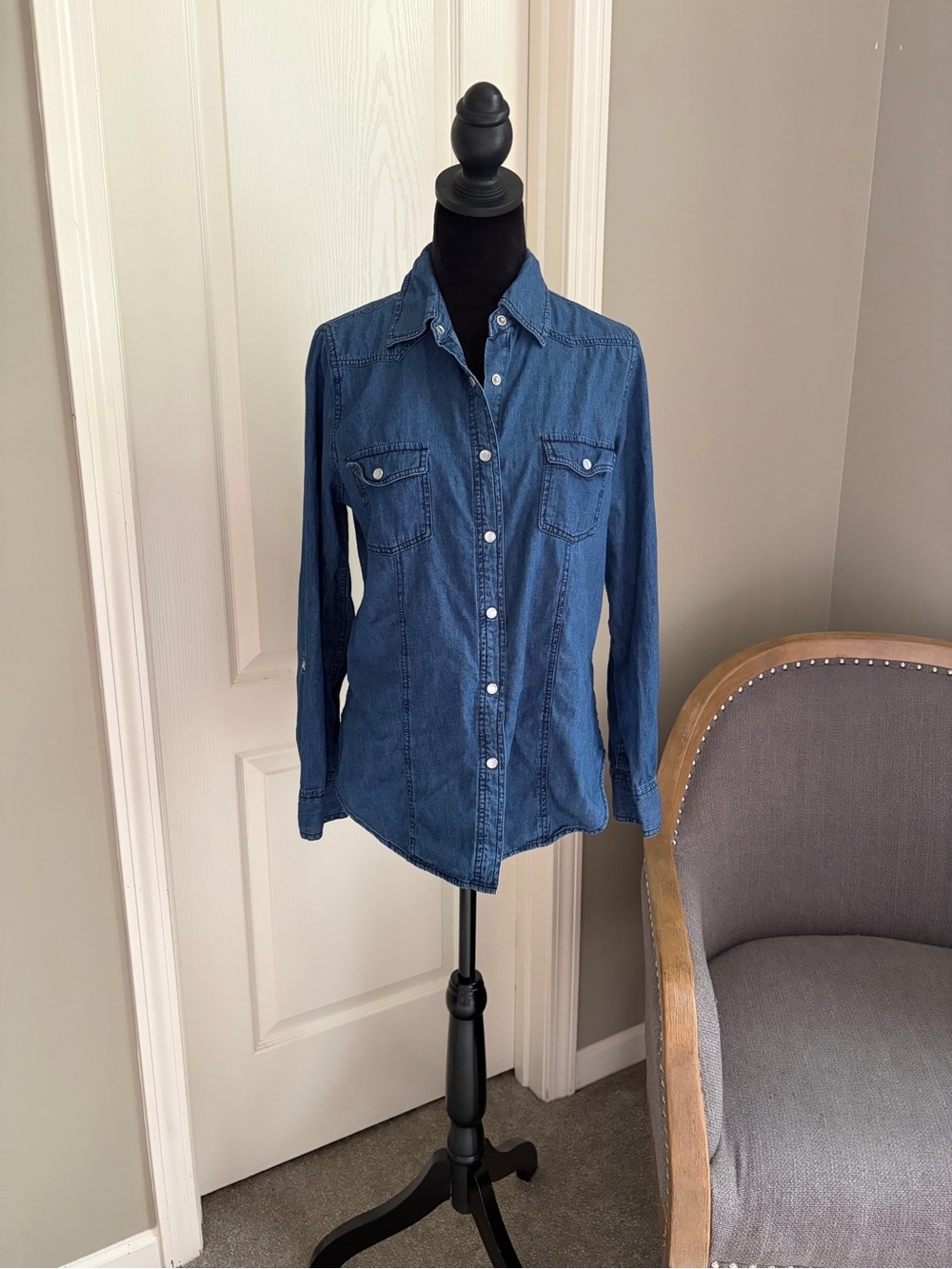 Hannah Denim Button-Front Shirt - Blue